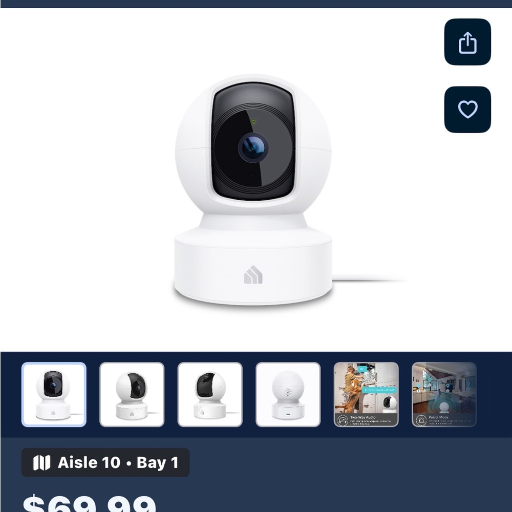 KASA Spot Pan Tilt 24/7 Recording Indoor Camera Baby Monitor